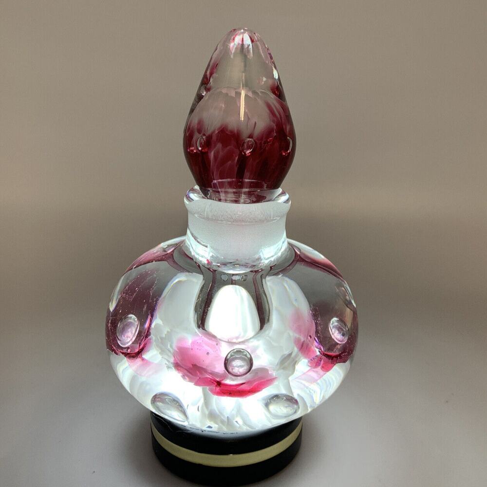 Vtg Joe Rice Perfume Bottle Cranberry Trumpet Flower Bullicanti - Picture 10 of 12